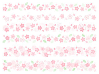 手描き風の桜のラインセット