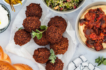 Tradition israeli falafel, top view.