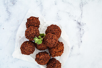 Tradition israeli falafel, top view.