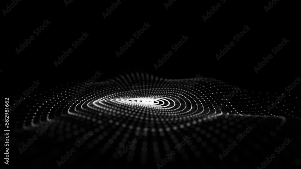 Poster 3d digital circular dynamic wave. technology smart wave. seamless flow digital structure. cyber tech