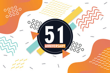 51st anniversary celebration logotype with colorful abstract background design with geometrical shapes vector design