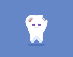 illustration of cavities and porous teeth. cavities and tooth decay. dental health problems. funny, cute, and adorable characters. illustration concept design. vector elements