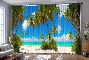 Pol resort beach curtain photo generative ai