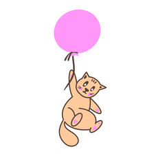 cat with pink balloons