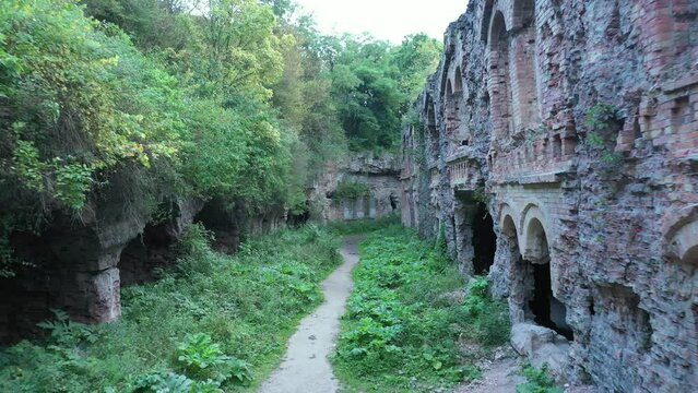 Drone view of Dubensky Tarakanovsky fort - defensive structure, mistic place