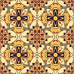 Arabic Seamless Pattern with Flowers
