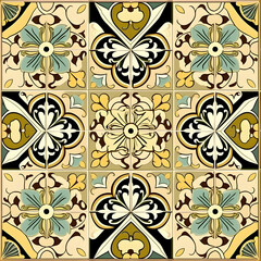 Arabic Seamless Pattern with Flowers