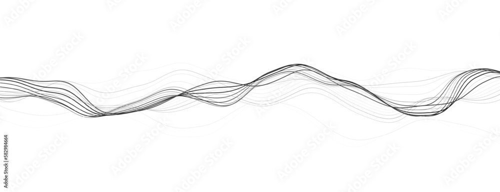 Poster abstract black smooth wave on a white background. dynamic sound wave. design element. 3d rendering.