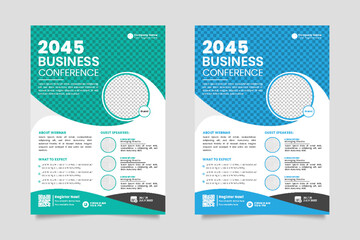 vector corporate  business conference flyer template or online business conference template