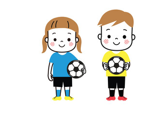 サッカーをする男の子と女の子