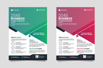 vector corporate  business conference flyer template or online business conference template