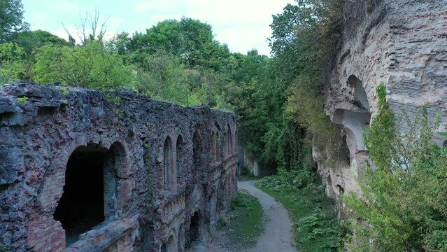 Drone view of Dubensky Tarakanovsky fort - defensive structure, mistic place