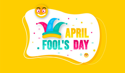 April fools day background, or banner design template with funny prank illustration vector for April fools day event 1 April celebration. April fools day colorful typography design.