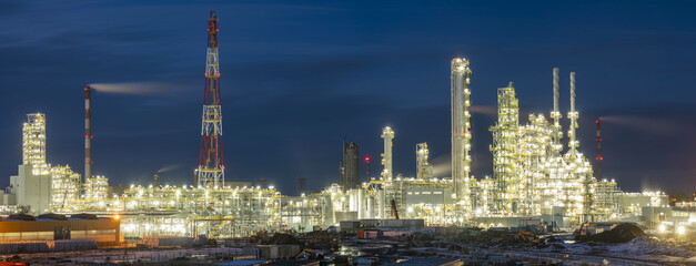 Poland's newly established polymer factory-night view