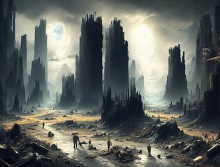 modern city skyline gasming background wallpaper  generative ai