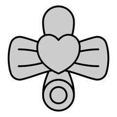 Love letter wrapped in a ribbon with a bow - icon, illustration on white background, grey style