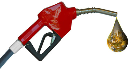 Red fueling nozzle gasoline, diesel, gas for design petroleum fuel pump template fuel price....