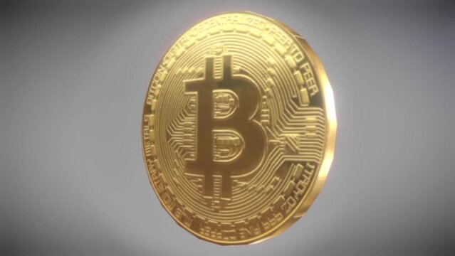 Bitcoin coin spinning in air cryptocurrency animation