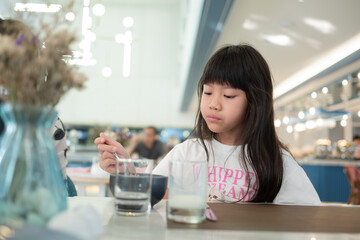 Kid eating food, happy time, breakfast