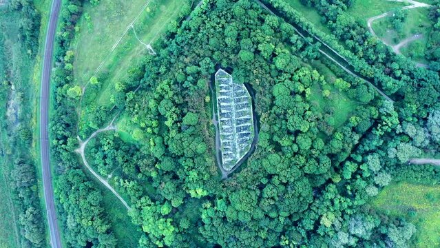 Drone view of Dubensky Tarakanovsky fort - defensive structure, mistic place