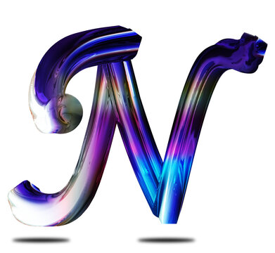 3d chrome letter n clipart transparent