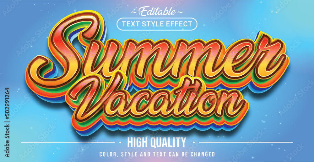 Poster Editable text style effect - Summer Vacation text style theme.