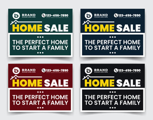 Modern Real Estate Home sale business company ads, yard sign, signage design for outdoor advertising multiple color version vector template