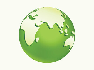 World Globe with Arctic and Indian Ocean Countries. Cartoon Style 3d Green Earth vector illustration on white background. Earth Day or Save Environment Concept. Save Green concept.