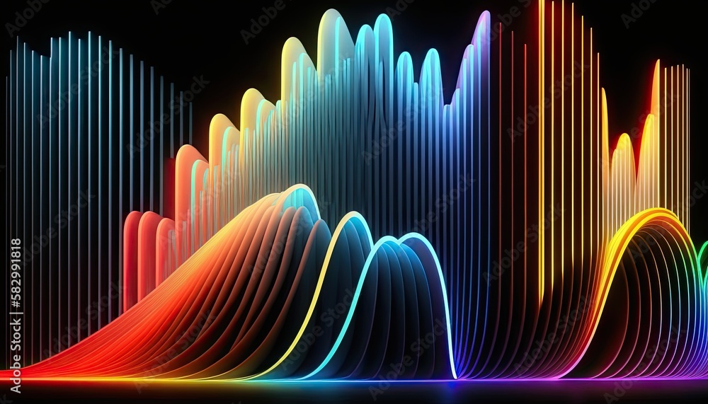 Aufkleber abstract neon background with glowing multicolored lines. generative ai illustration.