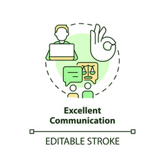 Excellent communication concept icon. Soft skills. Effective advocate trait abstract idea thin line illustration. Isolated outline drawing. Editable stroke. Arial, Myriad Pro-Bold fonts used