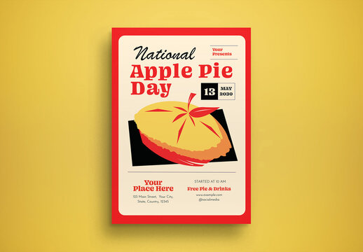 Red Retro National Apple Pie Day Flyer Layout