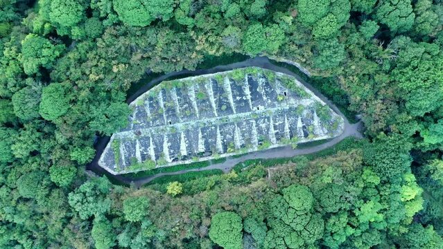 Drone view of Dubensky Tarakanovsky fort - defensive structure, mistic place