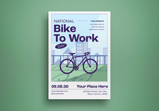 White Flat Design National Bike to Work Day Flyer Layout