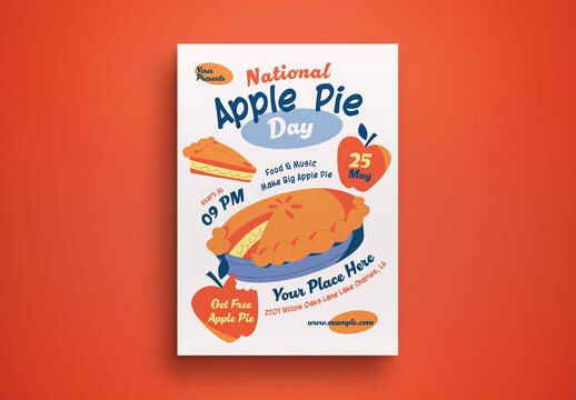White Doodle National Apple Pie Day Flyer Layout