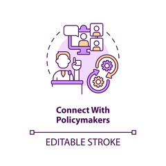 Connect with policymakers concept icon. Social media strategy for advocacy abstract idea thin line illustration. Isolated outline drawing. Editable stroke. Arial, Myriad Pro-Bold fonts used
