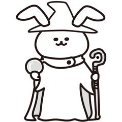 色加工ok うさぎ素材No.132 魔法使い
