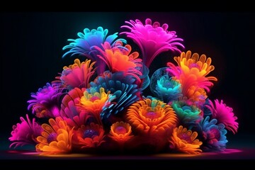 neon flowers background