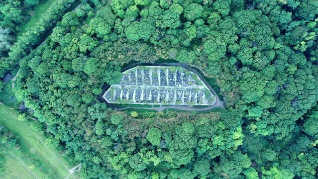 Drone view of Dubensky Tarakanovsky fort - defensive structure, mistic place