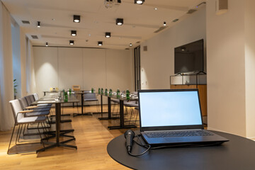 Interior of a room ready for presentations