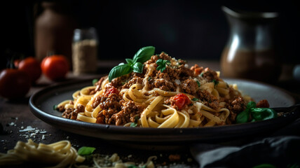 Robust Bolognese Pasta with a Medley of Herbs and Spices