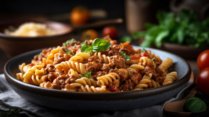 Tasty Bolognese Pasta with Generous Portions of Minced Meat and Spices