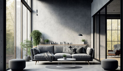 Moderne Innenarchitektur - Wohnzimmer mit Sofa
3D 16:9