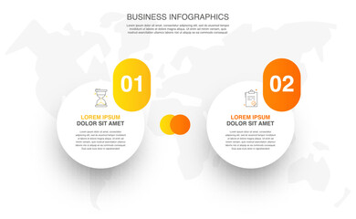 Vector line infographics with 2 circles. Business concept graphic process template with two steps. Graphic timeline for app, website, interface, chart, levels, web, diagram, banner, presentations