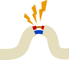 Damaged cable with red wire.