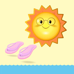 Summer beach sandals or homemade flip-flops on a white background. Isolated.
3d vector illustration, 10 EPS.