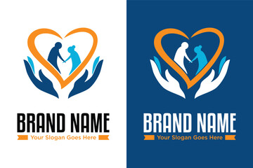 simple modern Elderly care with hand illustration logo design