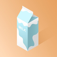 Isometric milk carton box. Isolated vector illustration