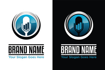 modern simple business podcast illustration logo design