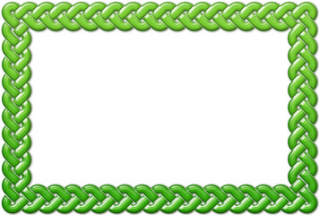 Celtic knot frame, green. Linear border made with Celtic knots for use in designs for St. Patrick's Day.