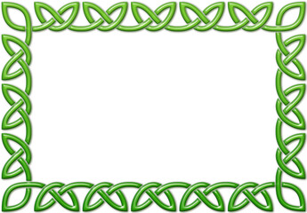Simple Celtic frame, green. Linear border made with Celtic knots for use in designs for St. Patrick's Day.